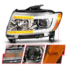 Load image into Gallery viewer, ANZO 11-13 Jeep Grand Cherokee (Factory Halogen Only) Projector Headlights w/Light Bar Swchbk Chrome 111569
