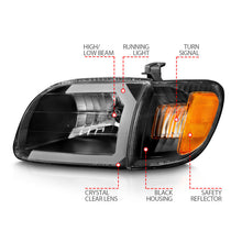 Load image into Gallery viewer, ANZO 00-04 Toyota Tundra (Fits Reg/Acc Cab Only) Crystal Headlights w/Light Bar Black w/Corner Light 111579