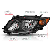 Load image into Gallery viewer, ANZO 2009-2010 Toyota Corolla Crystal Headlight Black Amber 121541
