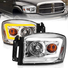 Load image into Gallery viewer, Anzo 06-09 Dodge RAM 1500/2500/3500 Headlights Chrome Housing/Clear Lens (w/Switchback Light Bars) 111527