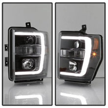 Load image into Gallery viewer, Spyder 08-10 Ford F-250 Projector Headlights V2 - Light Bar DRL LED - Black PRO-YD-FS08V2-LB-BK 5084477
