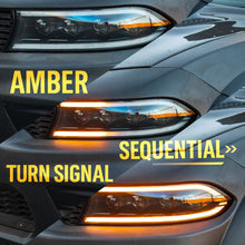 Load image into Gallery viewer, SPDZ1 2015–2024 Dodge Charger Hellfire LED Headlights w/ Switchback DRL &amp; Amber Sequential Turn Signals
