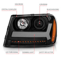 Load image into Gallery viewer, ANZO 2006-2009 Chevrolet Trailblazer Projector Headlights w/ Plank Style Design Black w/ Amber 111390