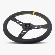 Load image into Gallery viewer, The Daytona | Black Leather | Black Spoke | Yellow Stitch