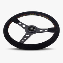 Load image into Gallery viewer, The Daytona | Black Alcantara Suede | Black Spoke | Euro Stitch