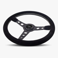 Load image into Gallery viewer, The Daytona | Black Alcantara Suede | Black Spoke | White Stitch
