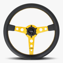 Load image into Gallery viewer, The Daytona | Black Leather | Gold Spoke | Gold Stitch