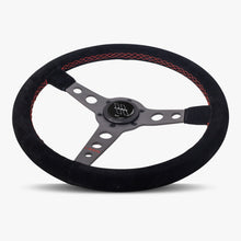 Load image into Gallery viewer, The Daytona | Black Alcantara Suede | Graphite Spoke | Red Stitch