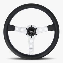 Load image into Gallery viewer, The Daytona | Black Leather | Silver Spoke | Bavarian Stitch