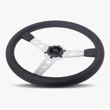 Load image into Gallery viewer, The Daytona | Black Leather | Silver Spoke | Bavarian Stitch