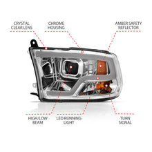 Load image into Gallery viewer, Anzo Dodge Ram 09-18 Projector Plank Style Headlight w/ Halo Chrome Clear A