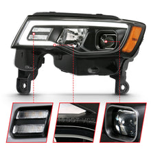 Load image into Gallery viewer, ANZO 2017-2018 Jeep Grand Cherokee Projector Headlights w/ Plank Style Switchback - Black w/ Amber 111418