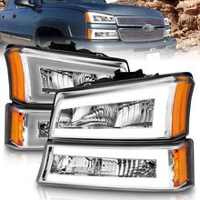 Load image into Gallery viewer, ANZO 2003-2006 Chevrolet Silverado 1500 Crystal Headlights w/ Light Bar Chrome Housing 111502