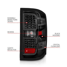 Load image into Gallery viewer, ANZO 15-19 Chevy Silverado 2500HD/3500HD (Factory Halogen Only) LED Tail Lights Black w/Clear Lens 311423