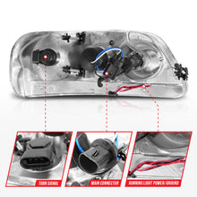 Load image into Gallery viewer, ANZO 1997-2003 Ford F-150 Projector Headlights w/ Light Bar Chrome Housing 111504