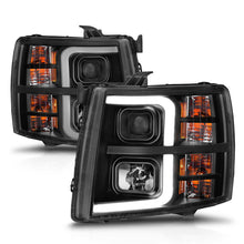 Load image into Gallery viewer, ANZO 2007-2013 Chevrolet Silverado 1500 Projector w/ Light Bar Black Housing w/ Sequential 111545