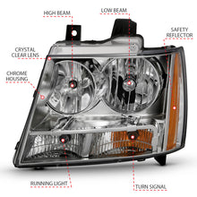 Load image into Gallery viewer, ANZO 2007-2014 Chevy TahOE Crystal Headlight Chrome Amber(OE) 111475
