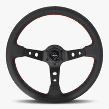 Load image into Gallery viewer, The Daytona | Black Perforated Leather | Black Spoke | Red Stitch