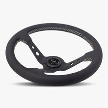 Load image into Gallery viewer, The Daytona | Black Perforated Leather | Black Spoke | White Stitch