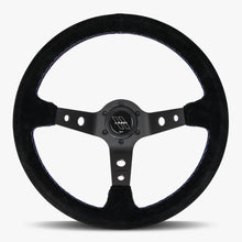 Load image into Gallery viewer, The Daytona | Black Alcantara Suede | Black Spoke | Bavarian Stitch