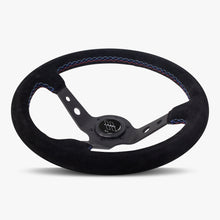 Load image into Gallery viewer, The Daytona | Black Alcantara Suede | Black Spoke | Bavarian Stitch