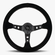 Load image into Gallery viewer, The Daytona | Black Alcantara Suede | Black Spoke | White Stitch