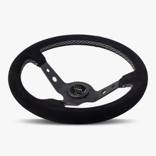 Load image into Gallery viewer, The Daytona | Black Alcantara Suede | Black Spoke | White Stitch