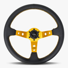 Load image into Gallery viewer, The Daytona | Black Leather | Gold Spoke | Gold Stitch