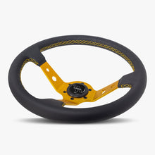 Load image into Gallery viewer, The Daytona | Black Leather | Gold Spoke | Gold Stitch