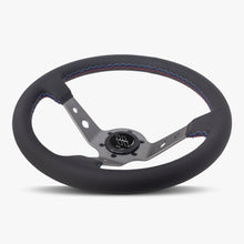 Load image into Gallery viewer, The Daytona | Black Perforated Leather | Graphite Spoke | Bavarian Stitch