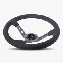 Load image into Gallery viewer, The Daytona | Black Perforated Leather | Graphite Spoke | RED Stitch