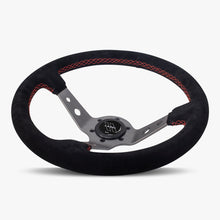 Load image into Gallery viewer, The Daytona | Black Alcantara Suede | Graphite Spoke | Red Stitch