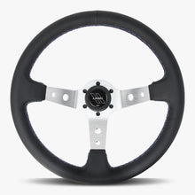 Load image into Gallery viewer, The Daytona | Black Leather | Silver Spoke | Bavarian Stitch
