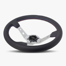 Load image into Gallery viewer, The Daytona | Black Leather | Silver Spoke | Bavarian Stitch