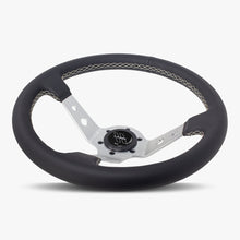 Load image into Gallery viewer, The Daytona | Black Leather | Silver Spoke | White Stitch