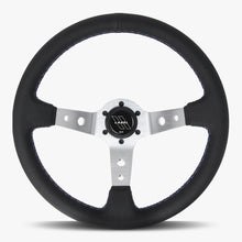 Load image into Gallery viewer, The Daytona | Black Perforated Leather | Silver Spoke | Bavarian Stitch