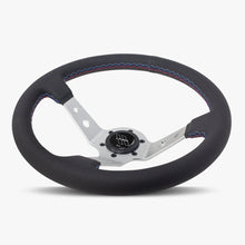 Load image into Gallery viewer, The Daytona | Black Perforated Leather | Silver Spoke | Bavarian Stitch
