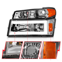 Load image into Gallery viewer, ANZO 04-12 GM Colorado/Canyon/I-Series Crystal Headlights - w/ Light Bar Chrome Housing 4pcs 111559