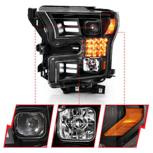 Load image into Gallery viewer, ANZO 15-17 Ford F-150 Project Headlights w/ Plank Style Design Black w/ Amber Sequential Turn Signal 111408