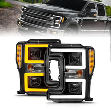 Load image into Gallery viewer, ANZO 17-19 Ford F-250/350/450 SD (w/o Factory LED) LED Proj Headlights w/Light Bar Switchback Blk 111577
