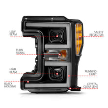Load image into Gallery viewer, ANZO 17-19 Ford F-250/350/450 SD (w/o Factory LED) LED Proj Headlights w/Light Bar Switchback Blk 111577