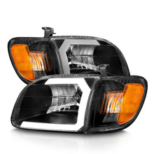 Load image into Gallery viewer, ANZO 00-04 Toyota Tundra (Fits Reg/Acc Cab Only) Crystal Headlights w/Light Bar Black w/Corner Light 111579