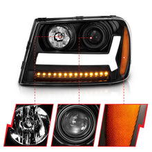 Load image into Gallery viewer, ANZO 2006-2009 Chevrolet Trailblazer Projector Headlights w/ Plank Style Design Black w/ Amber 111390