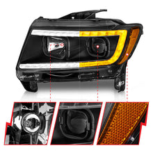 Load image into Gallery viewer, ANZO 11-13 Jeep Grand Cherokee (Factory Halogen Only) Projector Headlights w/Light Bar Swtchbk Black 111568