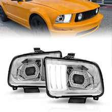 Load image into Gallery viewer, ANZO 05-09 Ford Mustang (w/Factory Halogen HL Only) Projector Headlights w/Light Bar Chrome Housing 121567