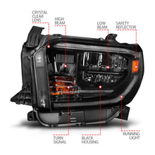 Load image into Gallery viewer, ANZO 2014-2017 Toyota Tundra LED Crystal Headlights w/ Switchback Black Housing w/ DRL 111531