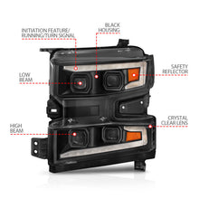 Load image into Gallery viewer, ANZO 19-22 Chevrolet Silverado 1500 LED Proj HL w/Lgt Bar SwBk Seq. Blk w/In. Light - Driver Side ON 111566-L