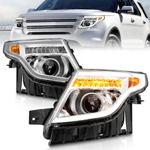 Load image into Gallery viewer, ANZO 11-15 Ford Explorer Projector Headlights w/ Light Bar Chrome Housing w/ Amber light 111576