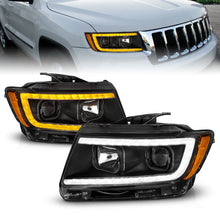 Load image into Gallery viewer, ANZO 11-13 Jeep Grand Cherokee (Factory Halogen Only) Projector Headlights w/Light Bar Swtchbk Black 111568