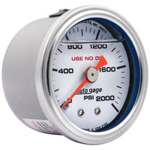 Load image into Gallery viewer, Autometer AutoGage 1.5in Liquid Filled Mechanical 0-2000 PSI Fuel Pressure Gauge - White 2183